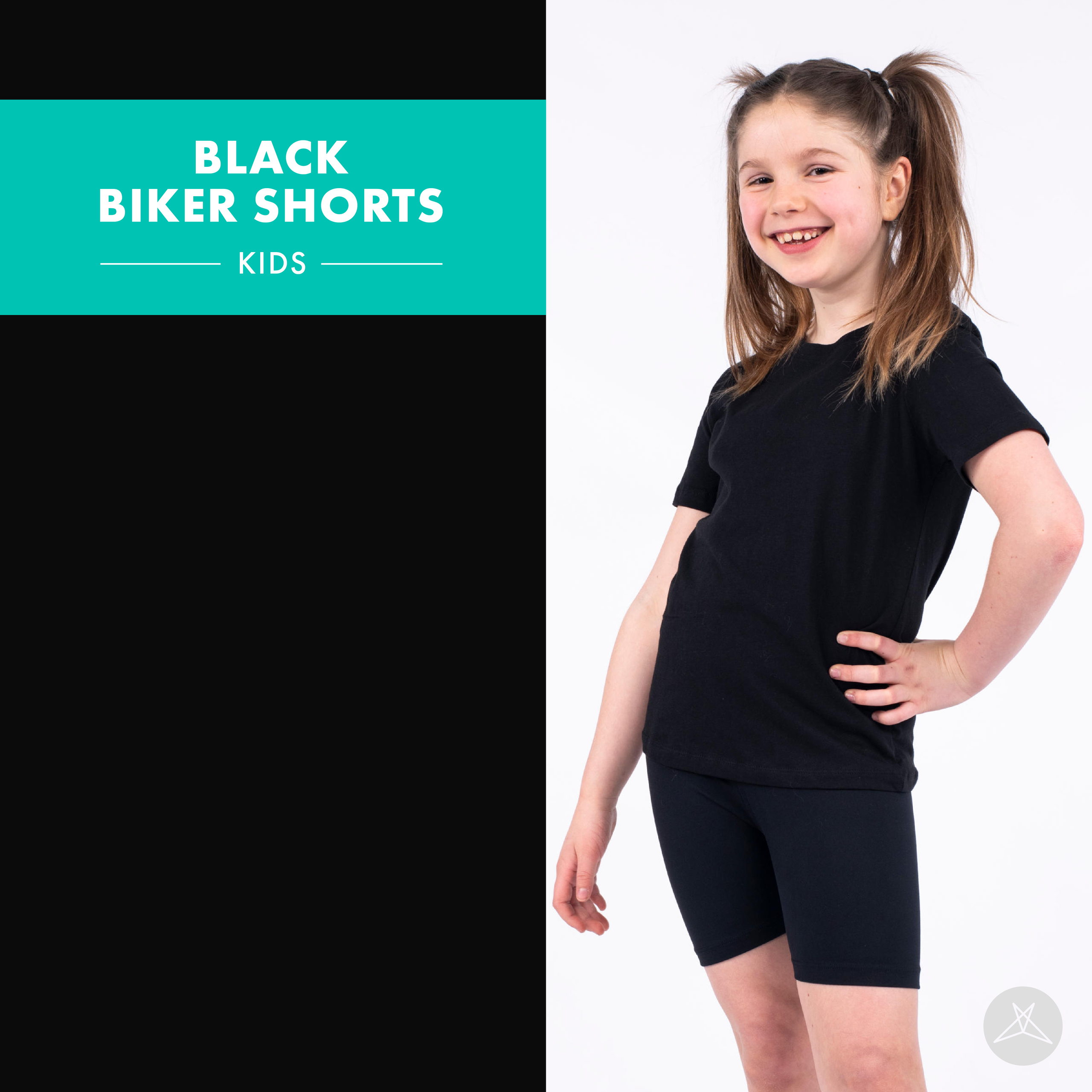 Black Biker Shorts Kids SweetLegs New West with Nora
